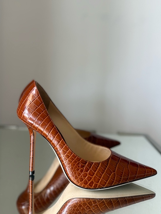 Jimmy Choo Shoes - Like new Jimmy Choo Brown Love Crocodile Embossed Heeled Pumps $895 37